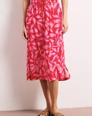 Street One Midi Skirt with Print - Salsa Red