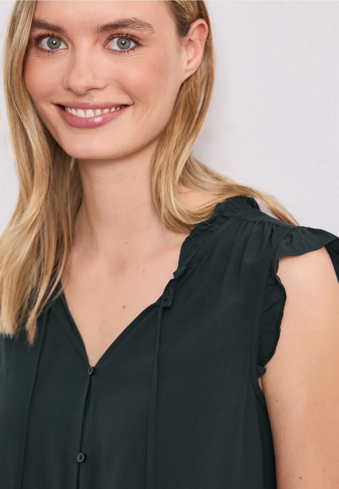 Street One Blousetop met Ruches - Deep Bound Green