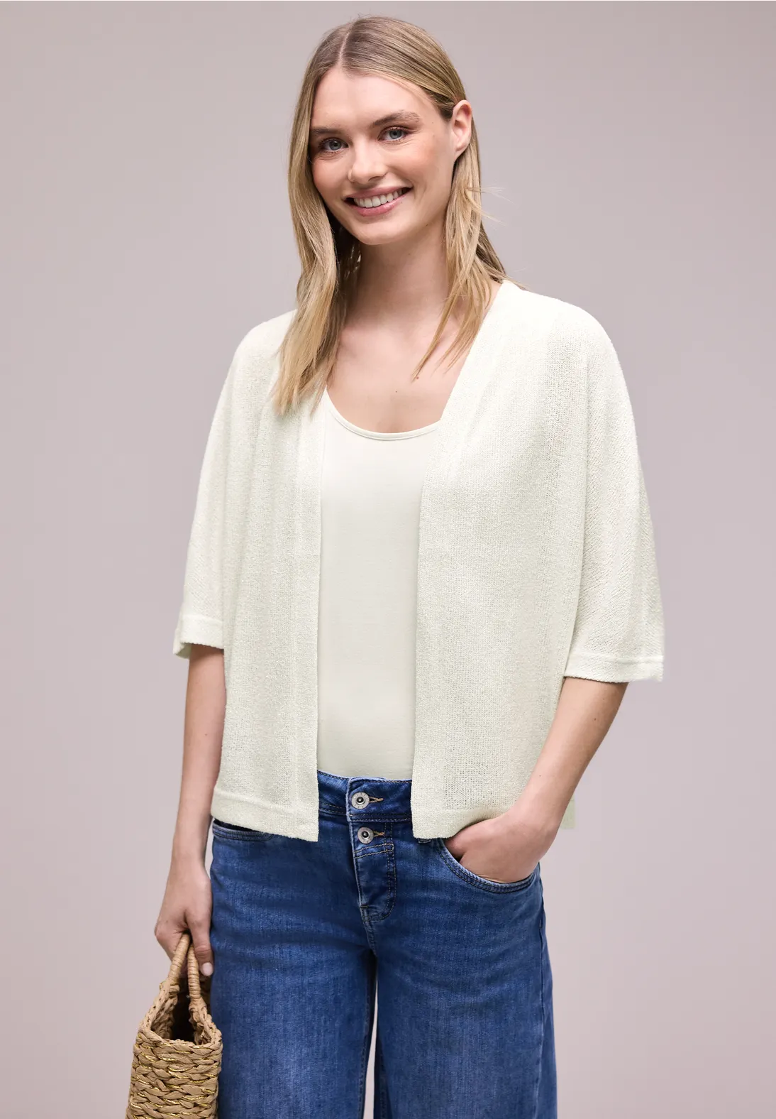 Street One Vest met Glitters - Off White