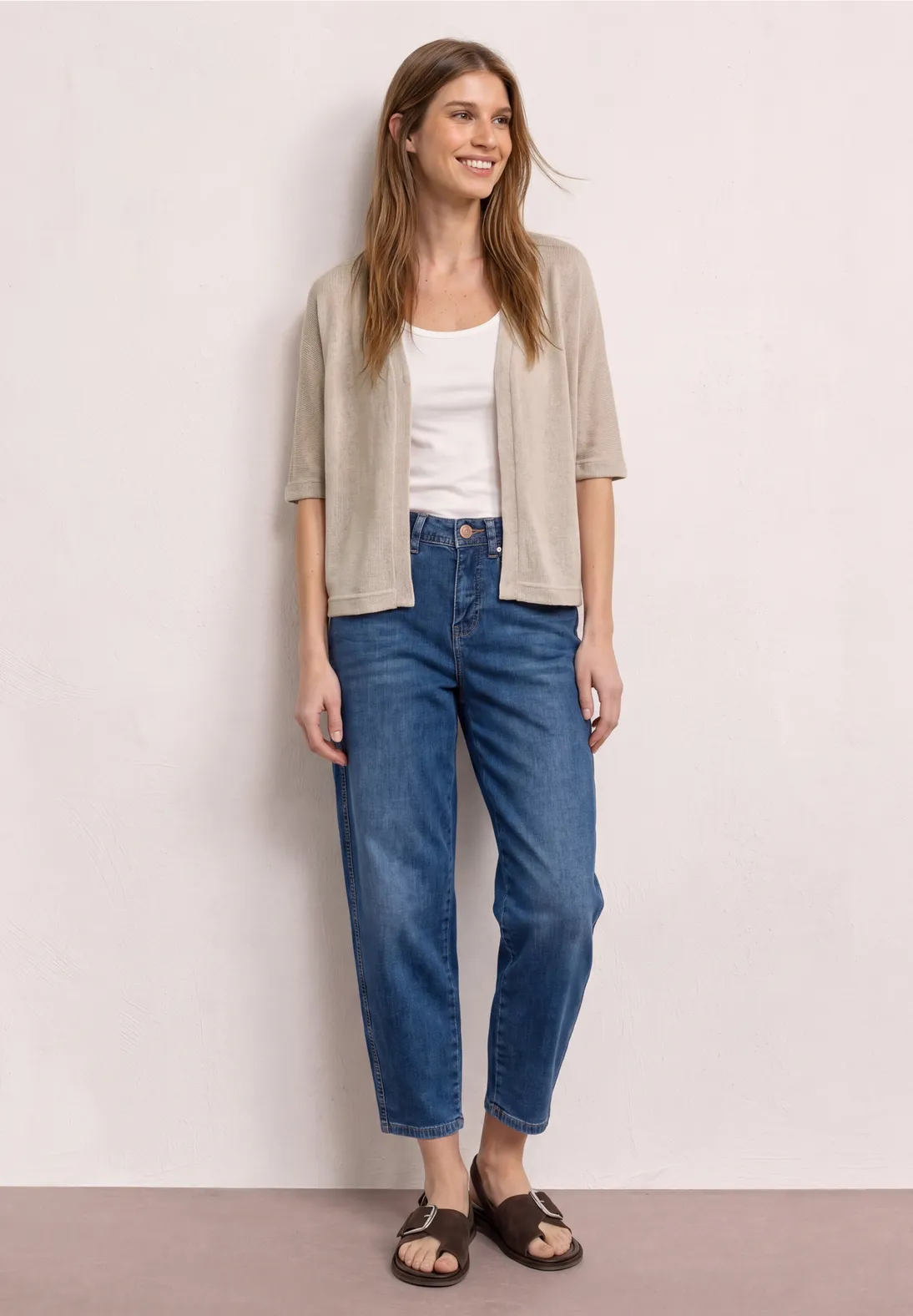 Street One Glitzer Cardigan - Clay Sand
