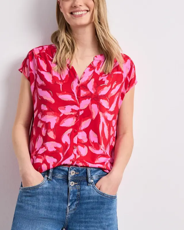 Street One Shirt met Print - Salsa Red