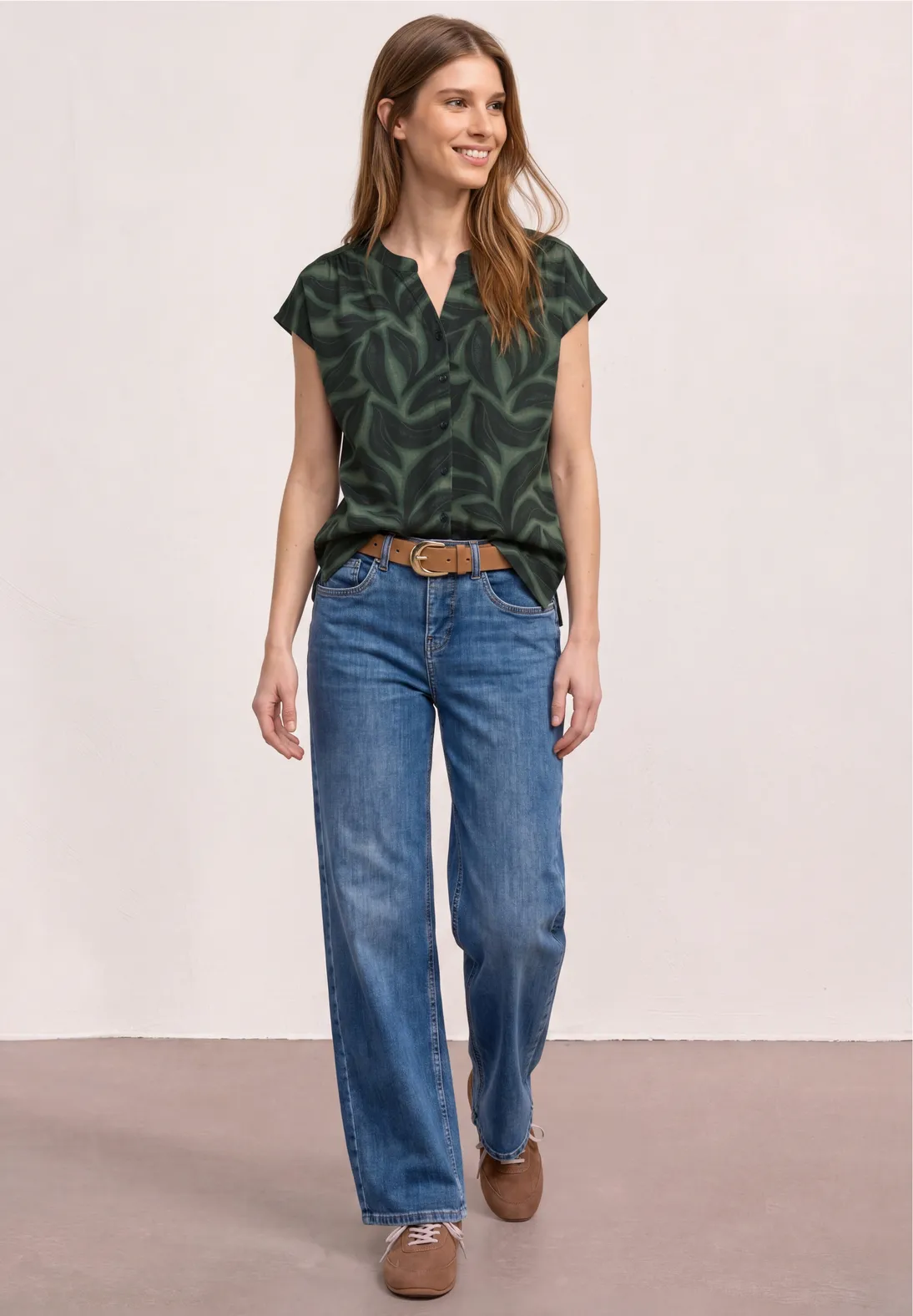 Street One Shirt met Print - Deep Bound Green