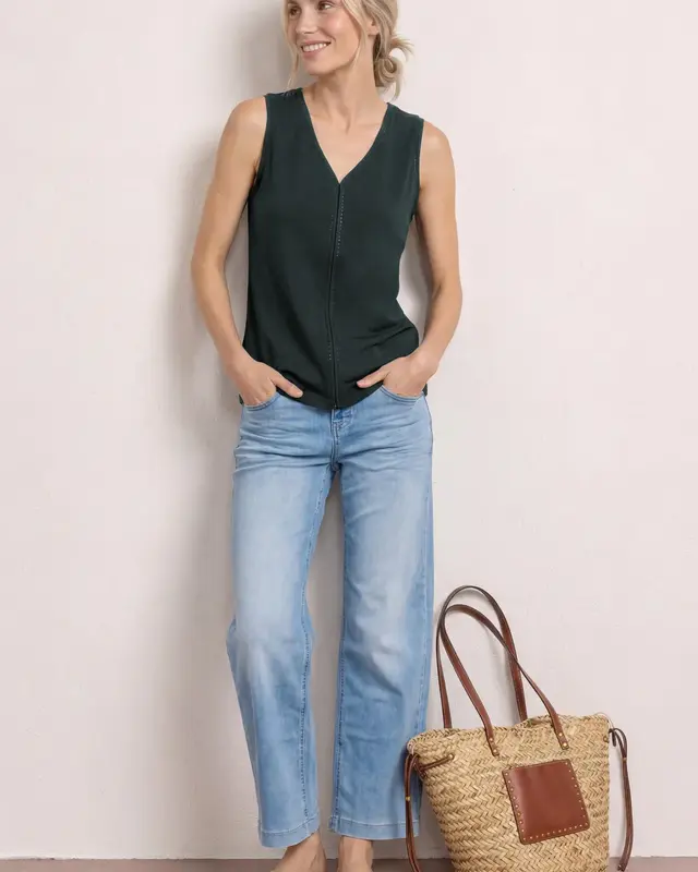 Street One Top mit V-Neck - Deep Bound Green