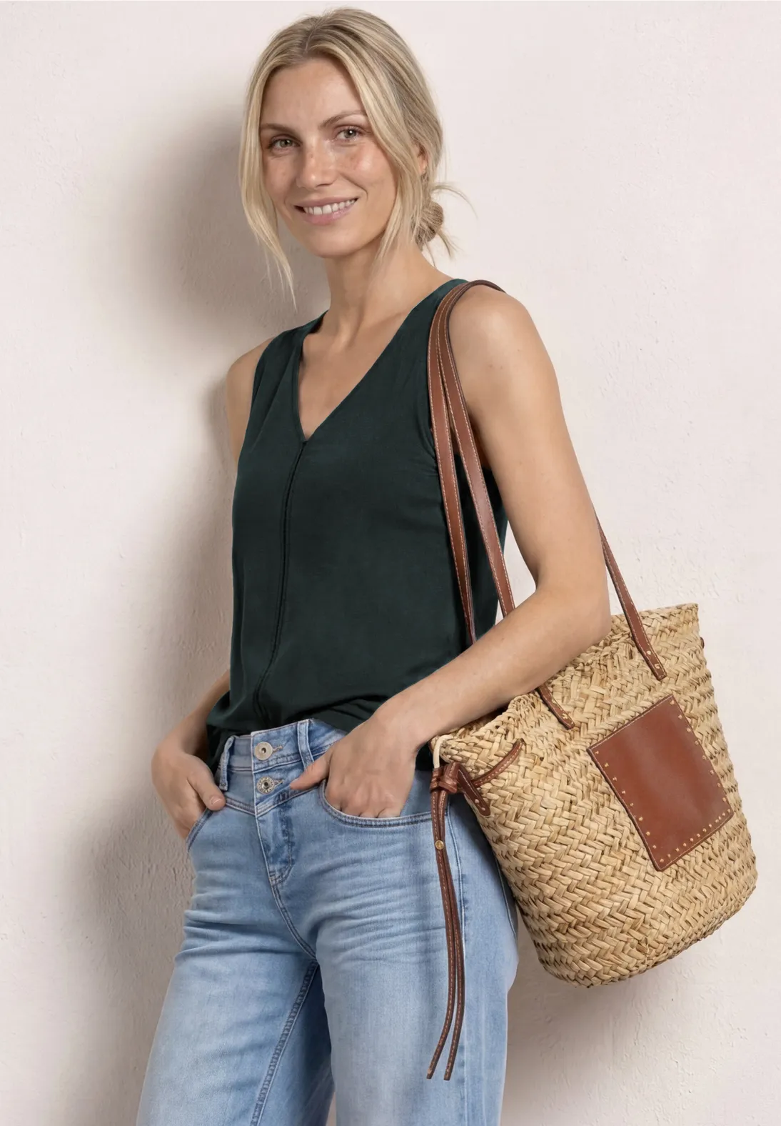 Street One Top met V-hals - Deep Bound Green