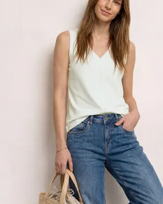 Street One Top mit V-Neck - Off White