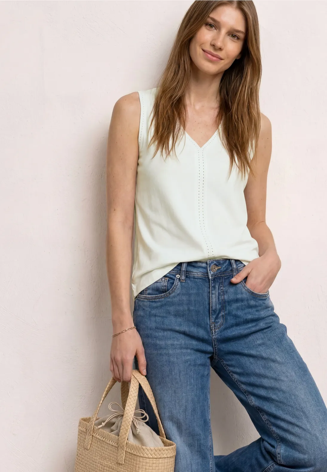 Street One Top met V-hals - Off White