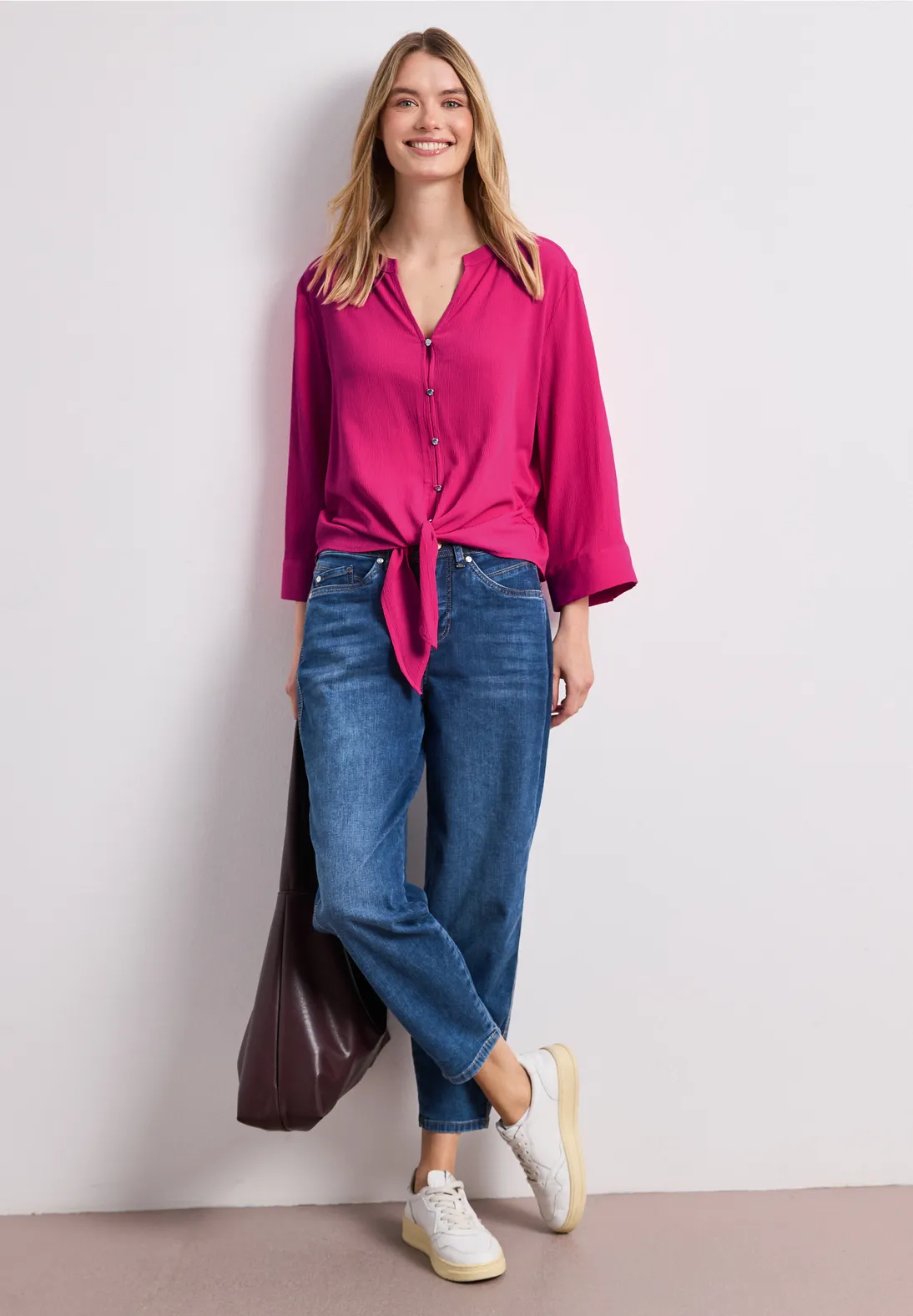 Street One Blouse With Knot Detail - Magenta Dream