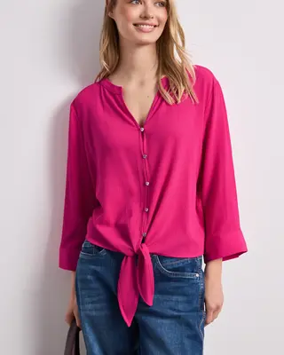 Street One Blouse met Knoopdetail - Magenta Dream