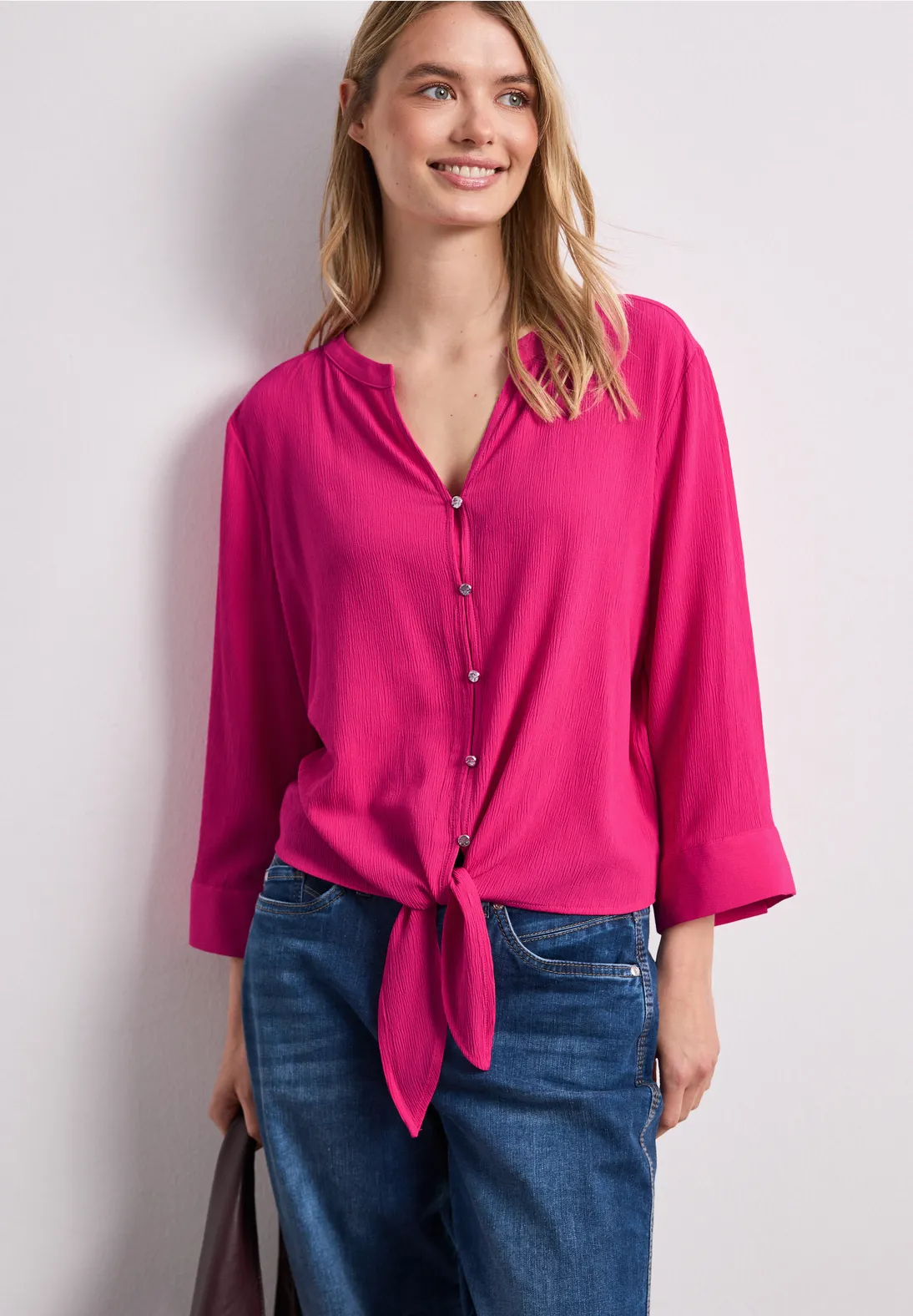 Street One Blouse met Knoopdetail - Magenta Dream