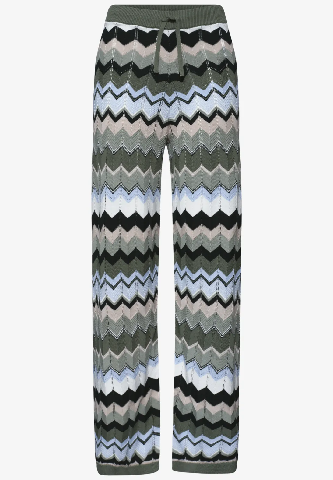 Street One Pants with Zigzag Pattern - Deep Bound Green