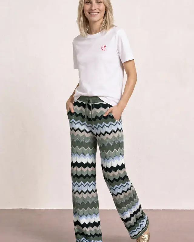 Street One Broek met Zigzag Patroon - Deep Bound Green