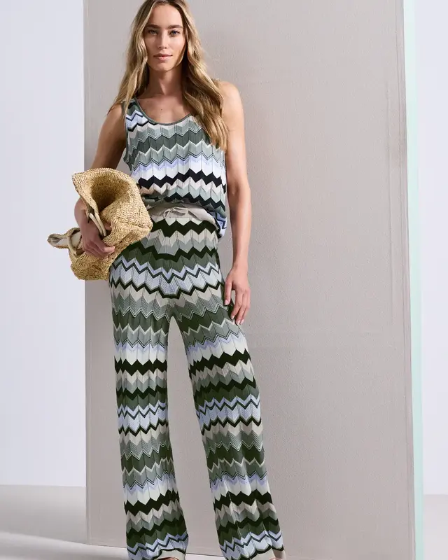 Street One Broek met Zigzag Patroon - Deep Bound Green