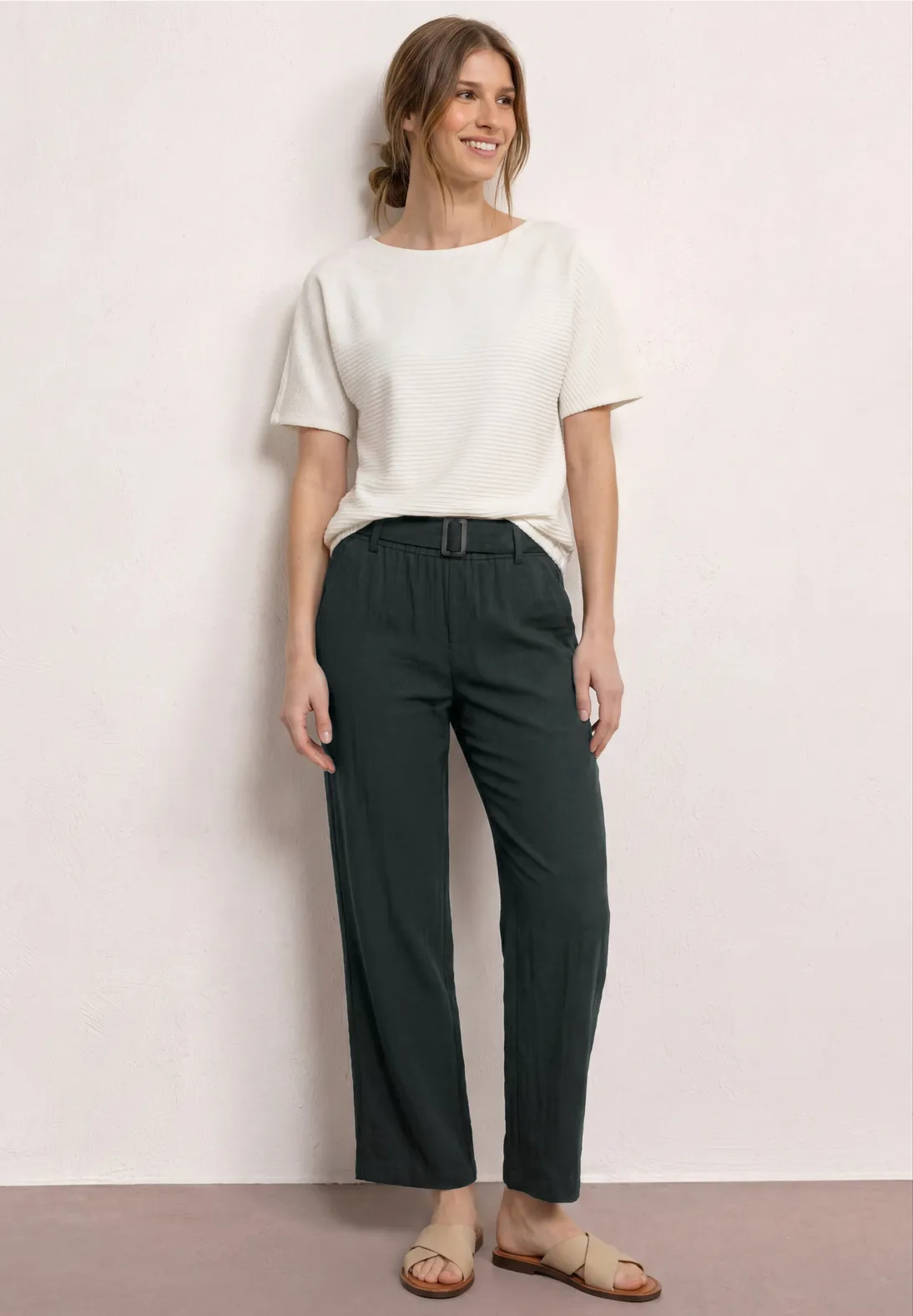 Street One Wide Leg Hose - Deep Bound Green