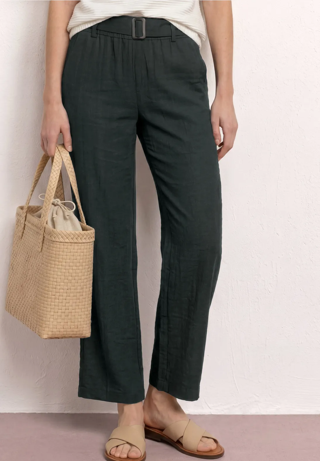 Street One Wide Leg Pants - Deep Bound Green