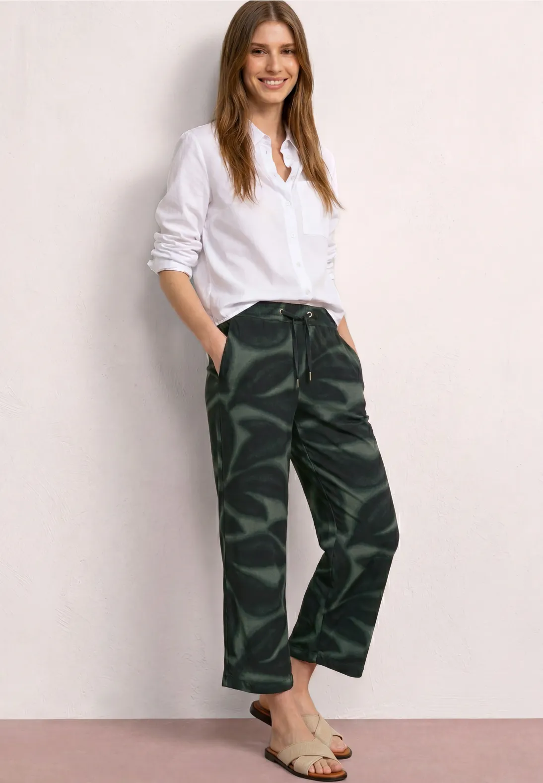 Street One Print Hose Emee - Deep Bound Green