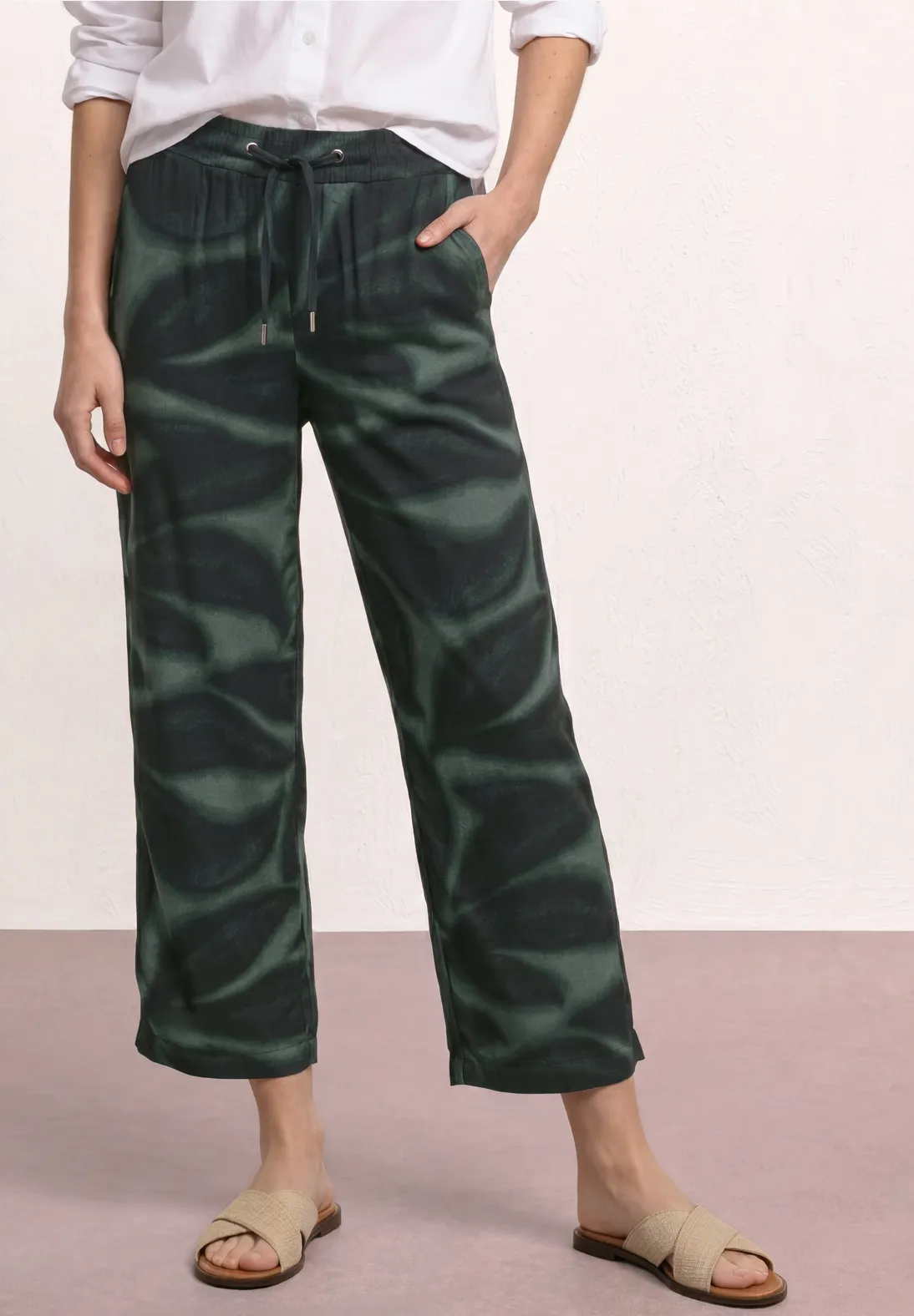 Street One Print Pants Emee - Deep Bound Green