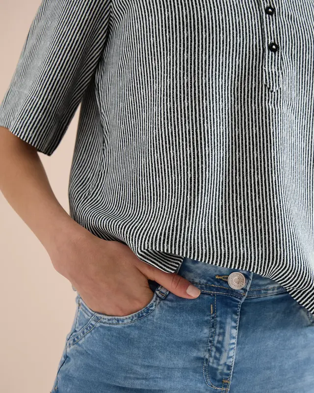 Cecil Striped Blouse - Palm Breeze Green