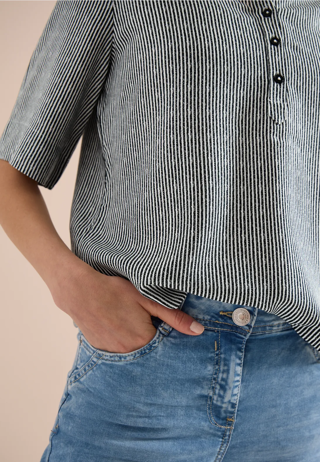 Cecil Striped Blouse - Palm Breeze Green