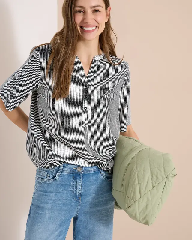 Cecil Streep Blouse - Palm Breeze Green