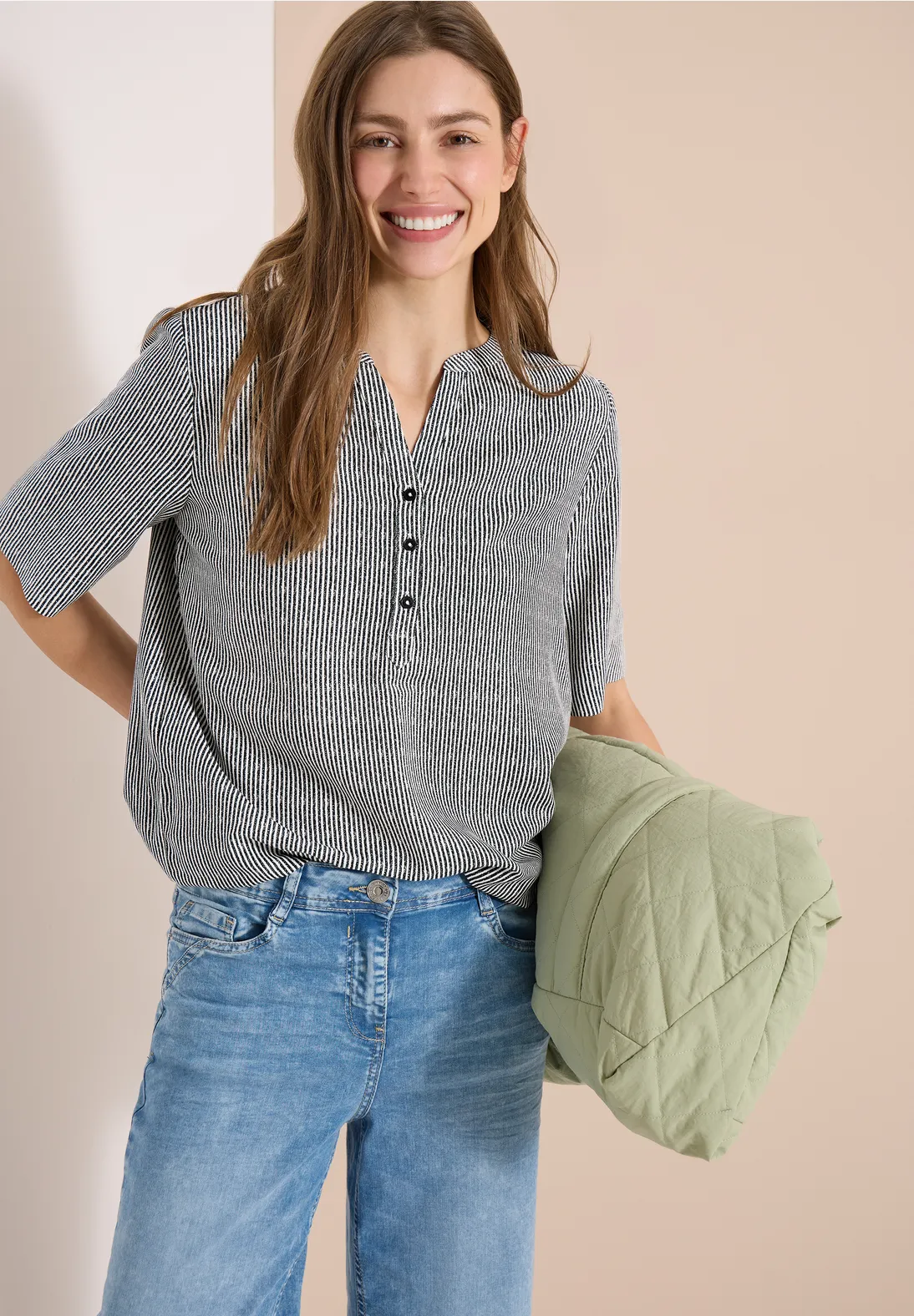 Cecil Streifen Bluse - Palm Breeze Green