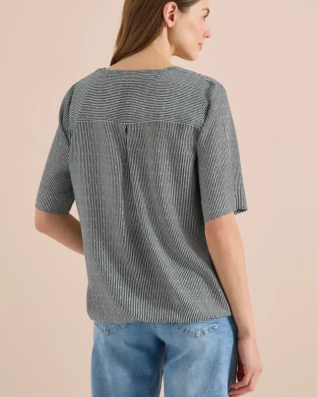 Cecil Streep Blouse - Palm Breeze Green