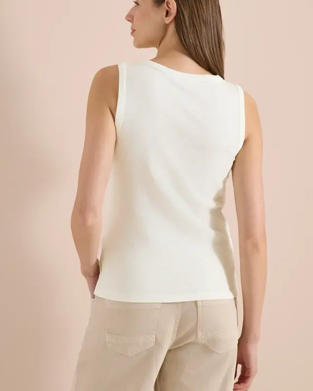 Cecil Top met Borduursel - Vanilla White