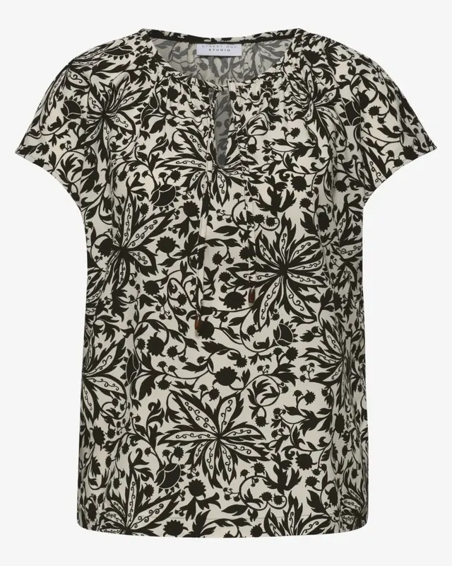 Street One Studio Print Bluse - Black