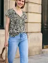 Street One Studio Print Bluse - Black