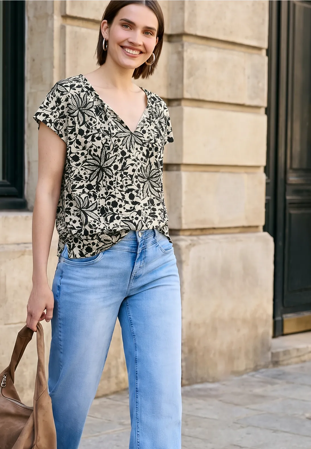 Street One Studio Print Bluse - Black