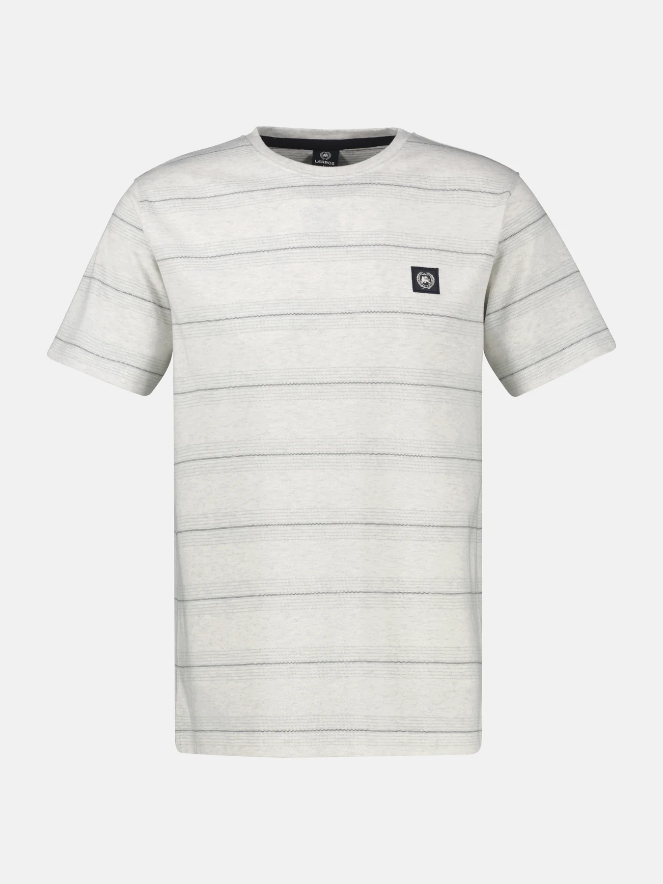 Lerros Piqué T-Shirt met Strepen - Cloudy White