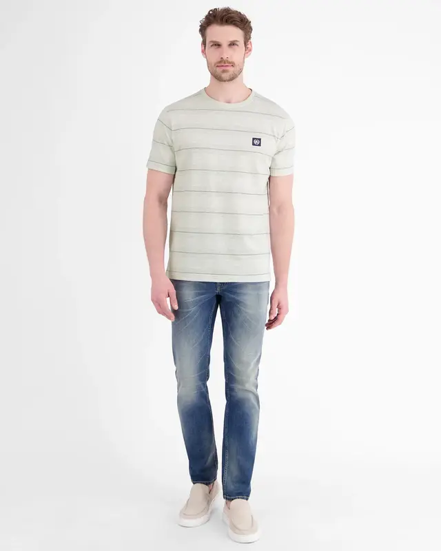 Lerros Piqué T-Shirt mit Streifen - Cloudy White