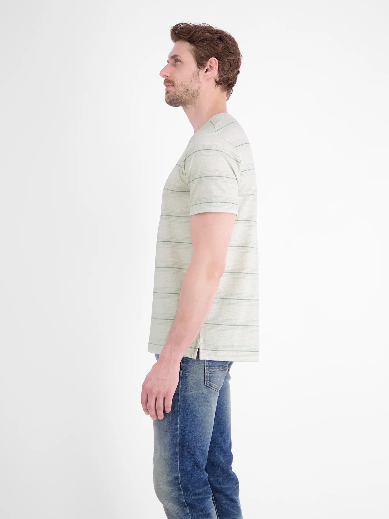 Lerros Piqué T-Shirt with Stripes - Cloudy White