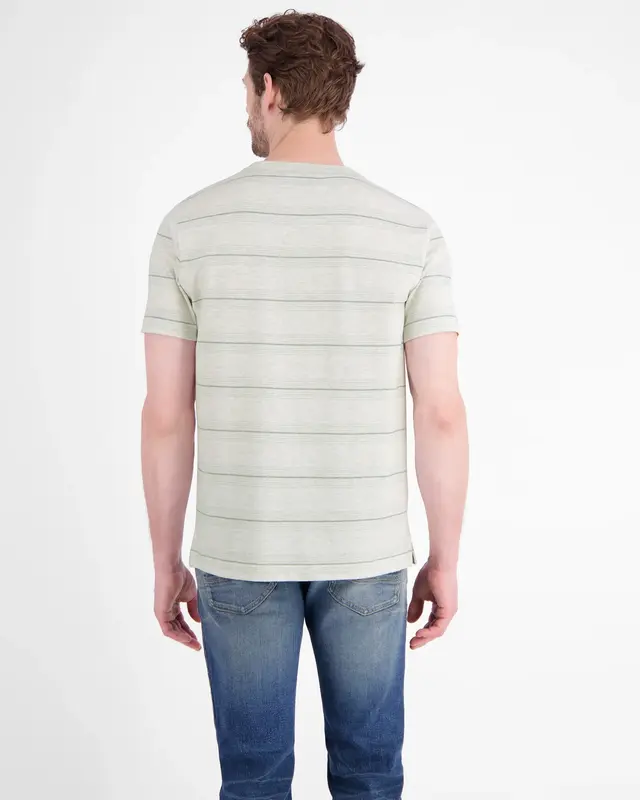 Lerros Piqué T-Shirt mit Streifen - Cloudy White