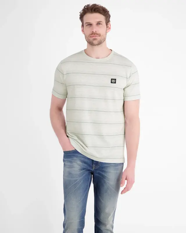 Lerros Piqué T-Shirt mit Streifen - Cloudy White