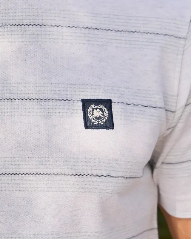 Lerros Piqué T-Shirt with Stripes - Cloudy White