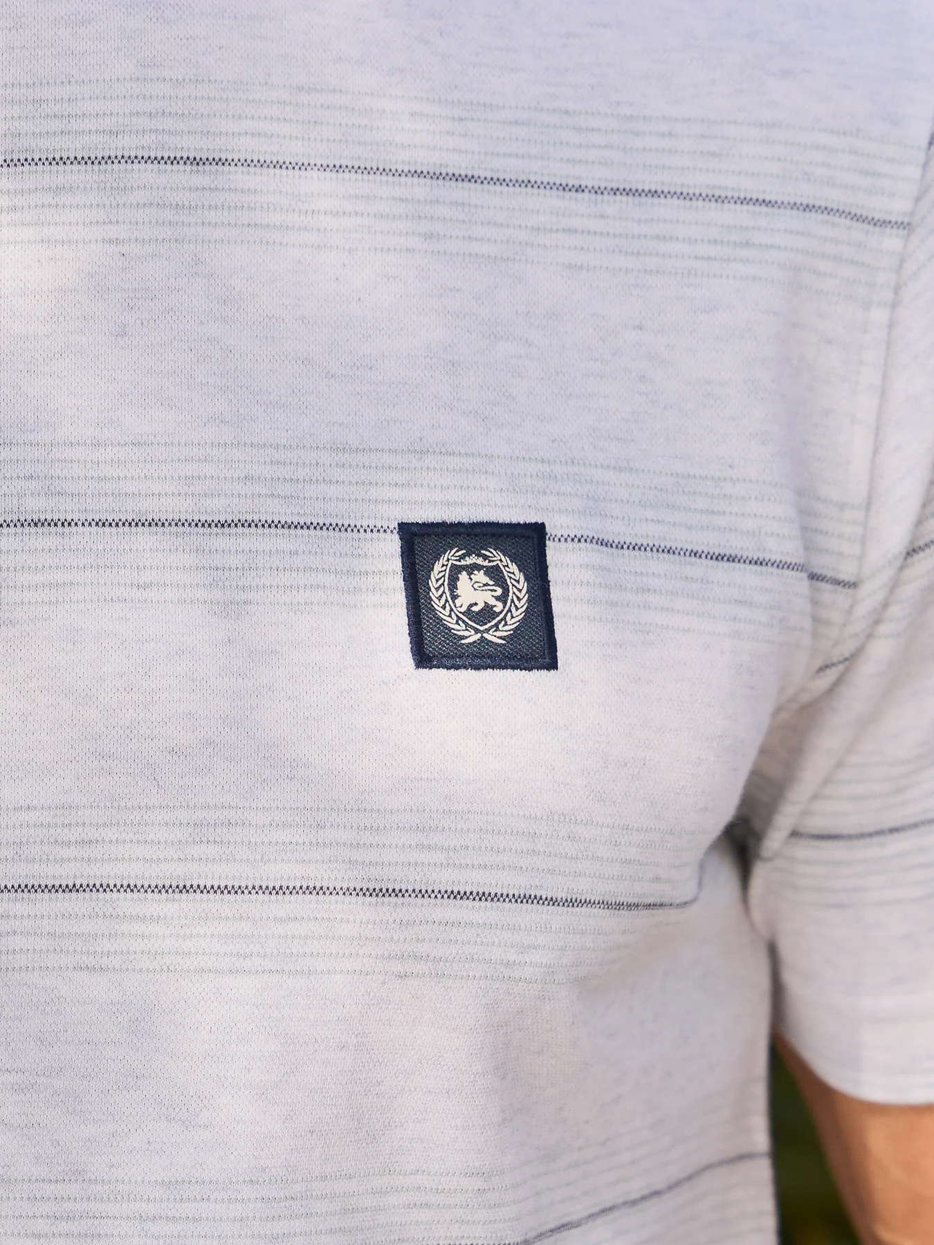 Lerros Piqué T-Shirt met Strepen - Cloudy White