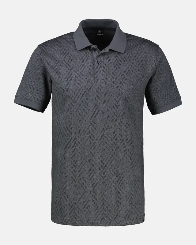 Lerros Poloshirt Jacquard Pattern - Lava Grey