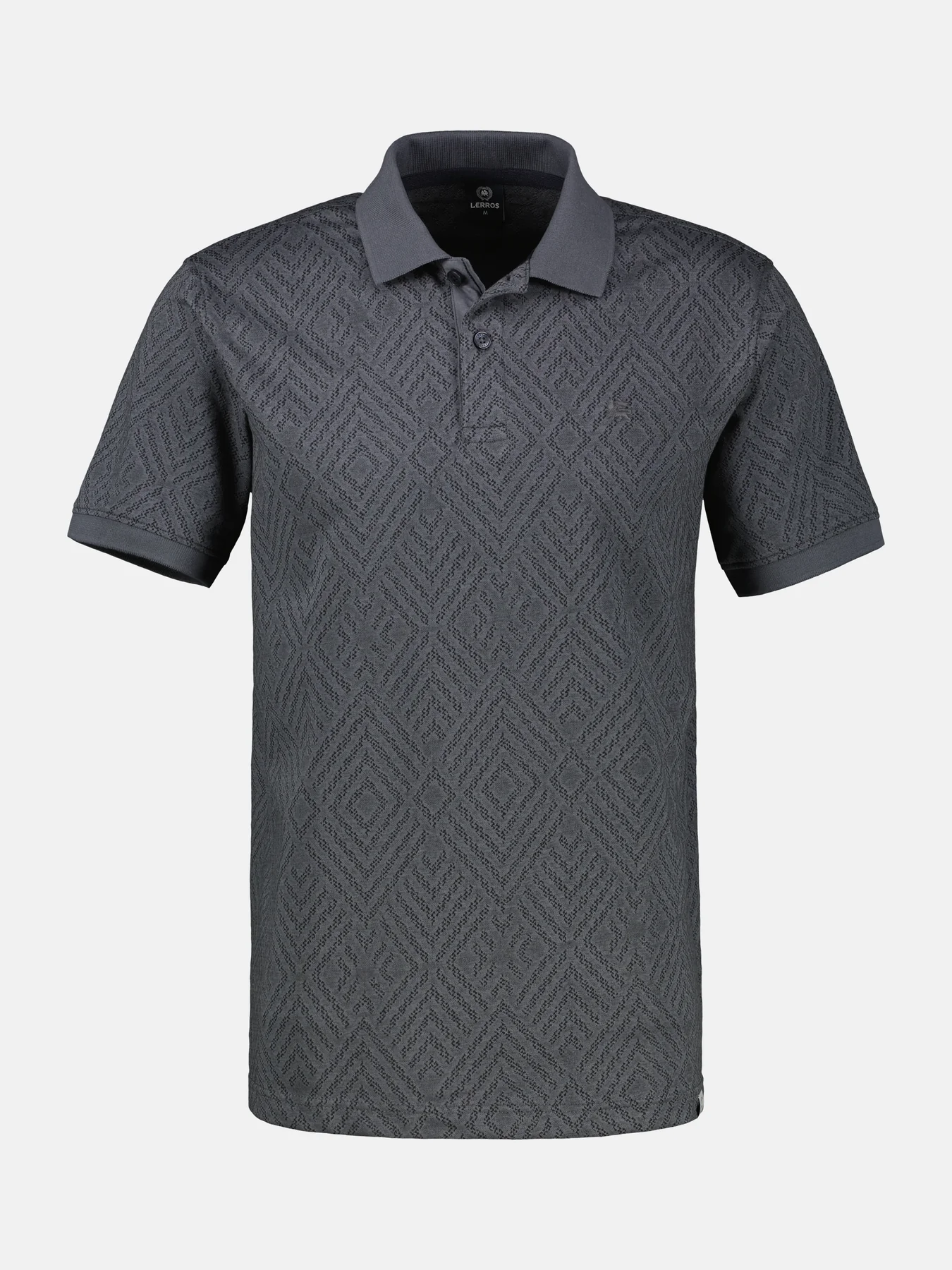 Lerros Poloshirt Jacquard Pattern - Lava Grey