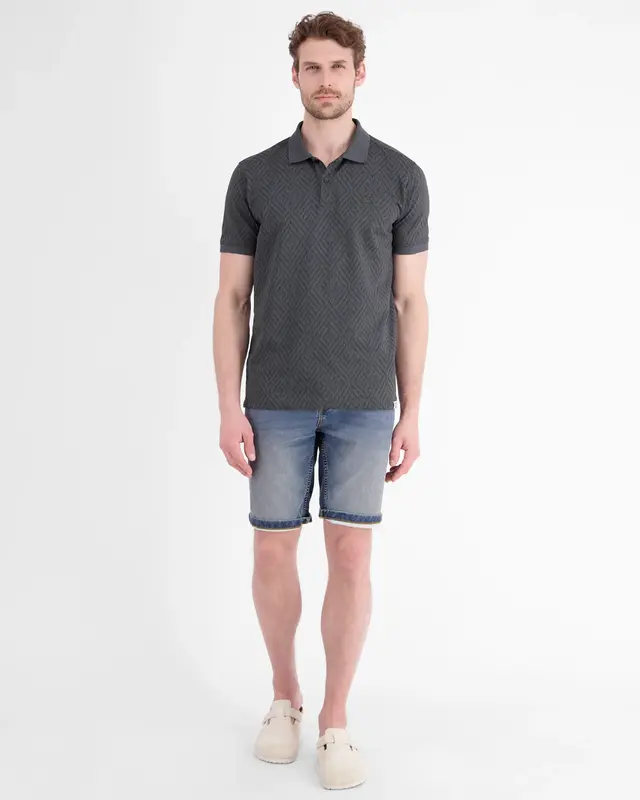 Lerros Poloshirt Jacquard Muster - Lava Grey