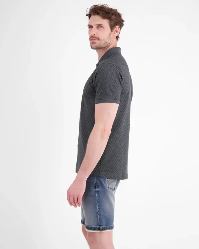 Lerros Poloshirt Jacquard Muster - Lava Grey