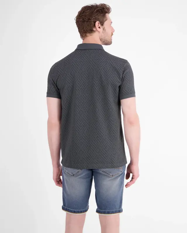 Lerros Poloshirt Jacquard Pattern - Lava Grey