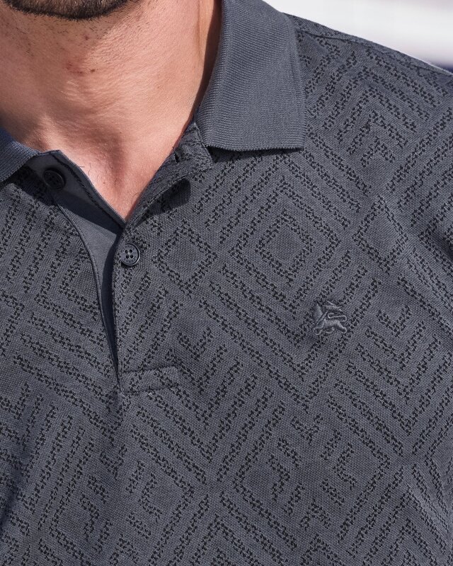 Lerros Poloshirt Jacquard Muster - Lava Grey