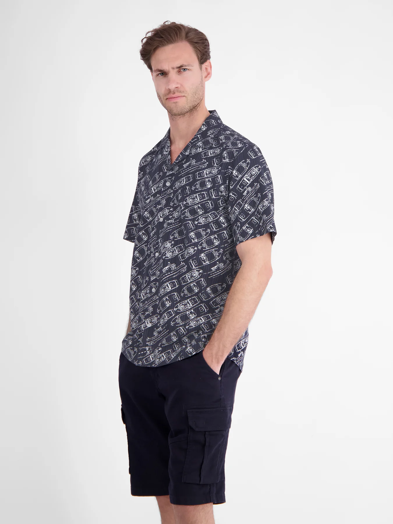 Lerros Shirt Maritime Print - Classic Navy