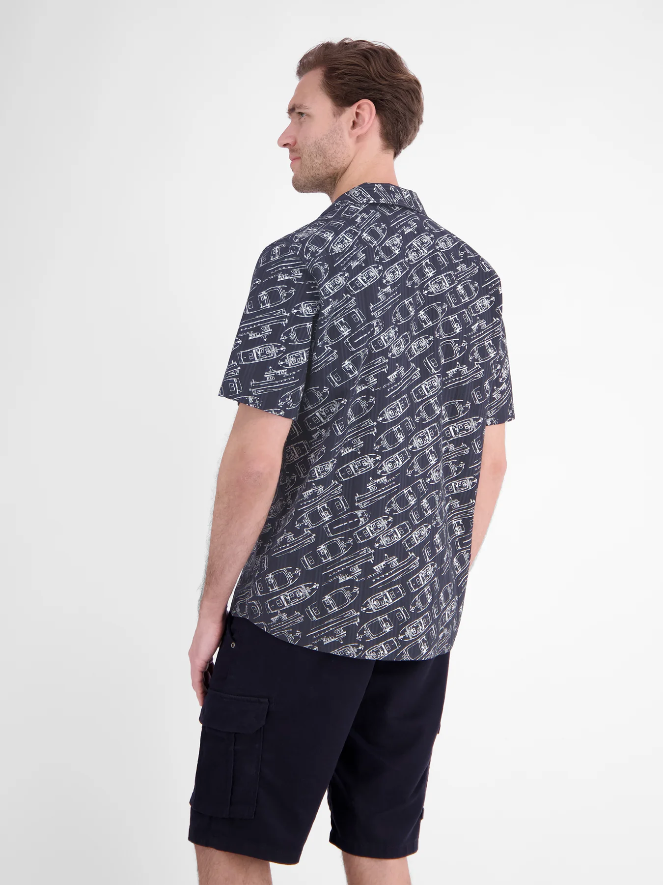 Lerros Hemd Maritimen Print - Classic Navy