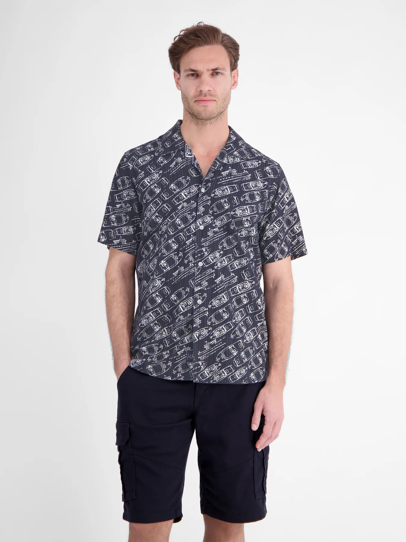 Lerros Shirt Maritime Print - Classic Navy
