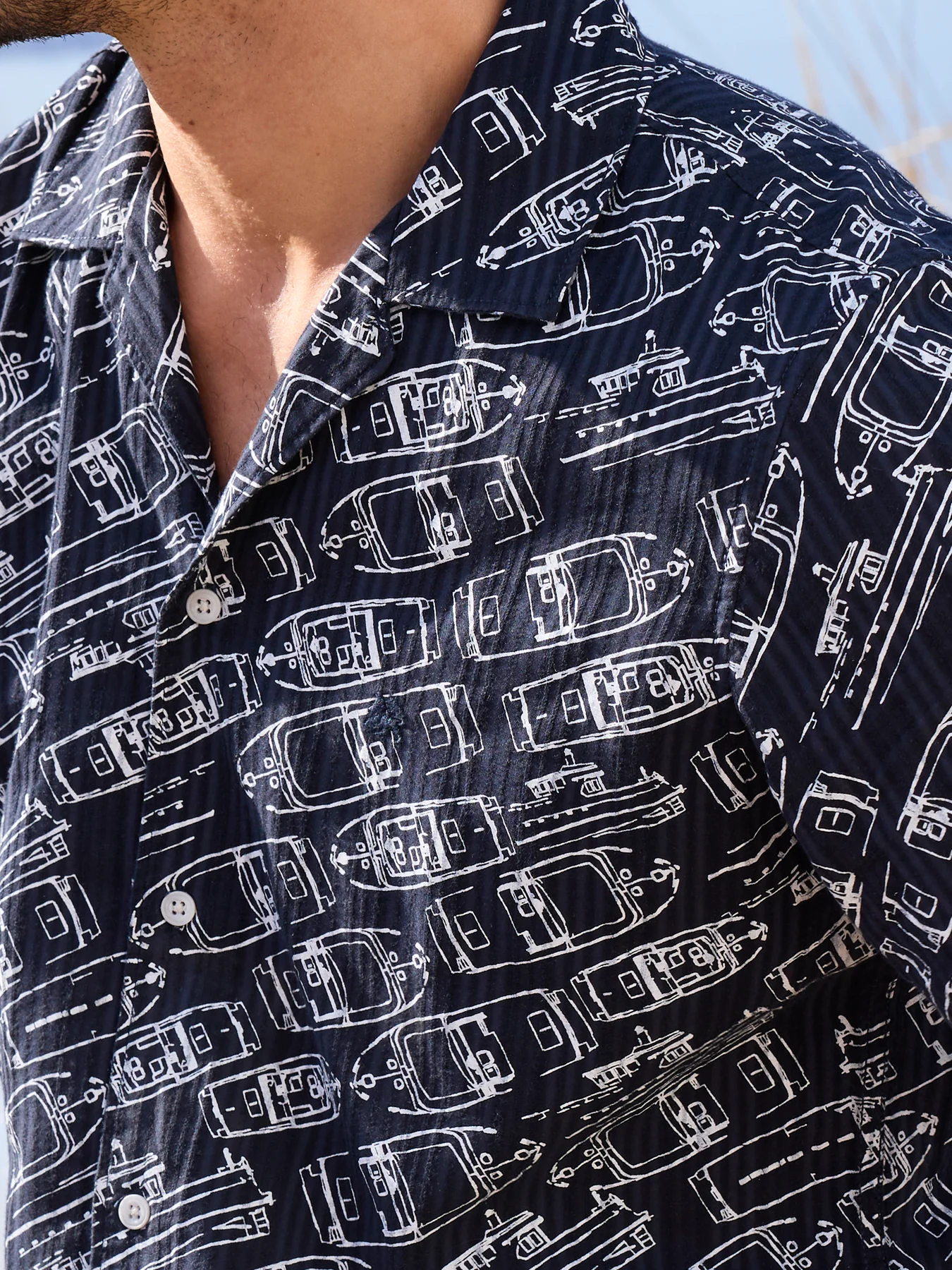 Lerros Hemd Maritimen Print - Classic Navy