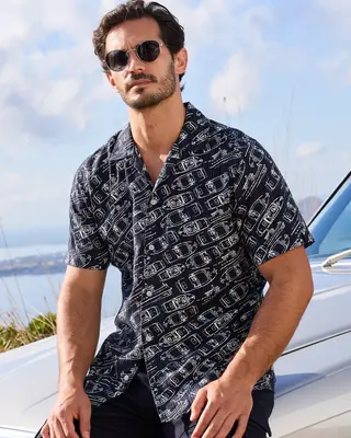 Lerros Hemd Maritimen Print - Classic Navy