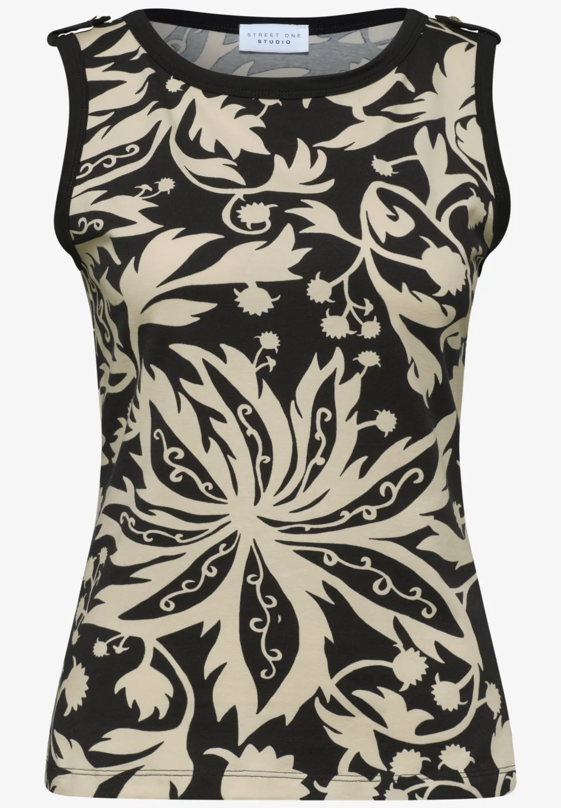 Street One Studio Top met Knoopdetail - Black