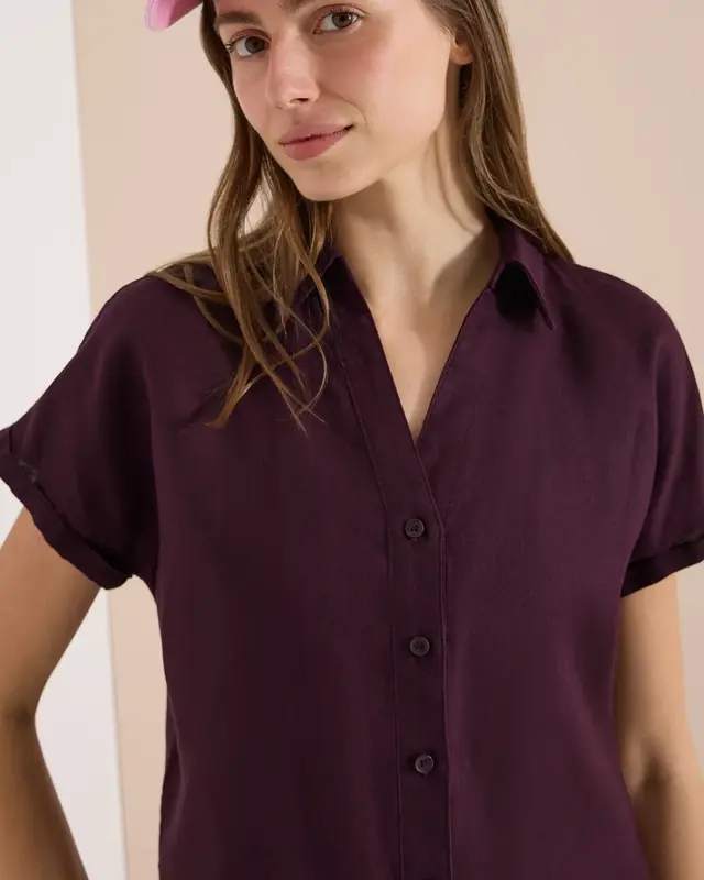 Cecil Linnen Blouse - Rich Burgundy