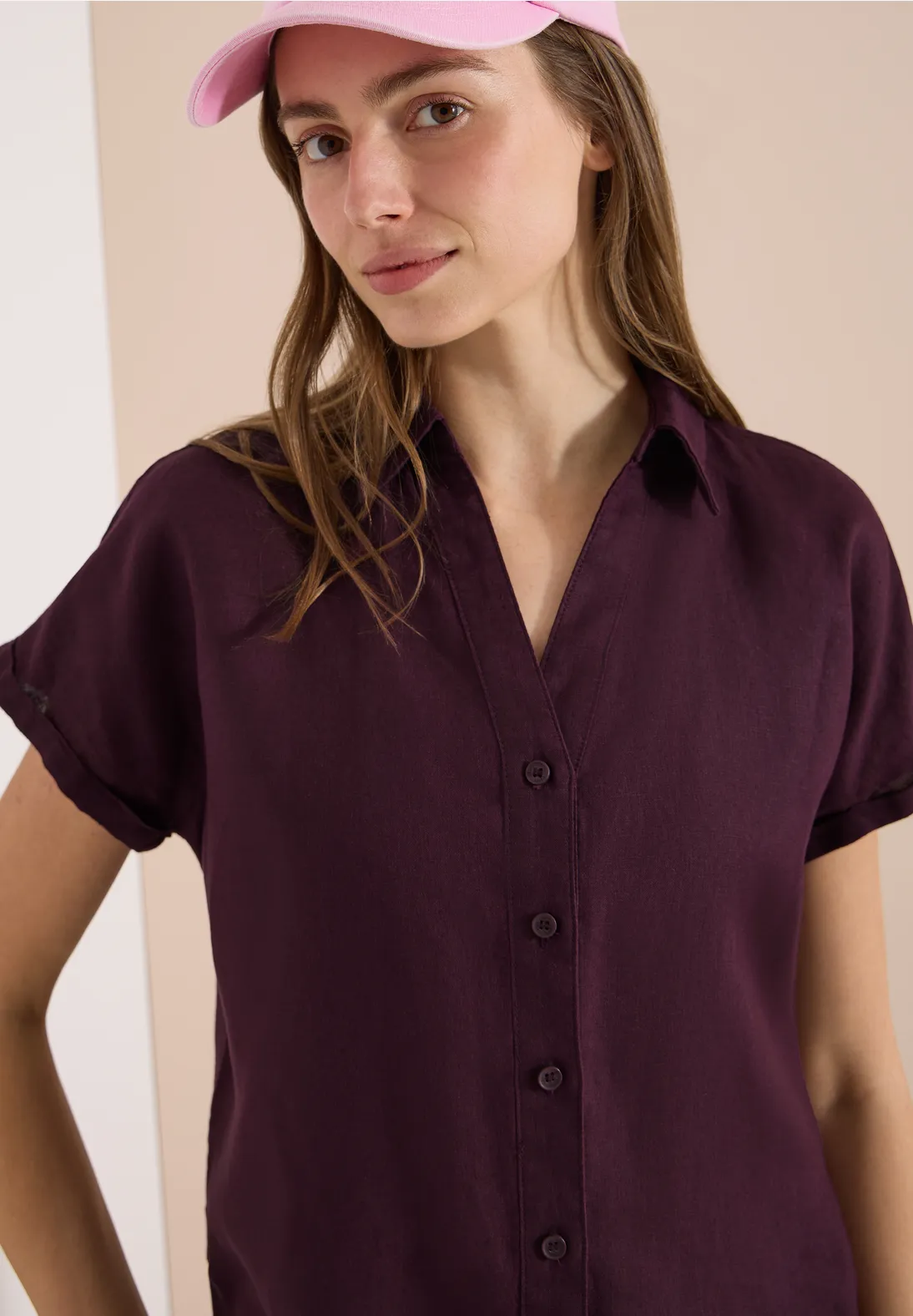 Cecil Linnen Blouse - Rich Burgundy